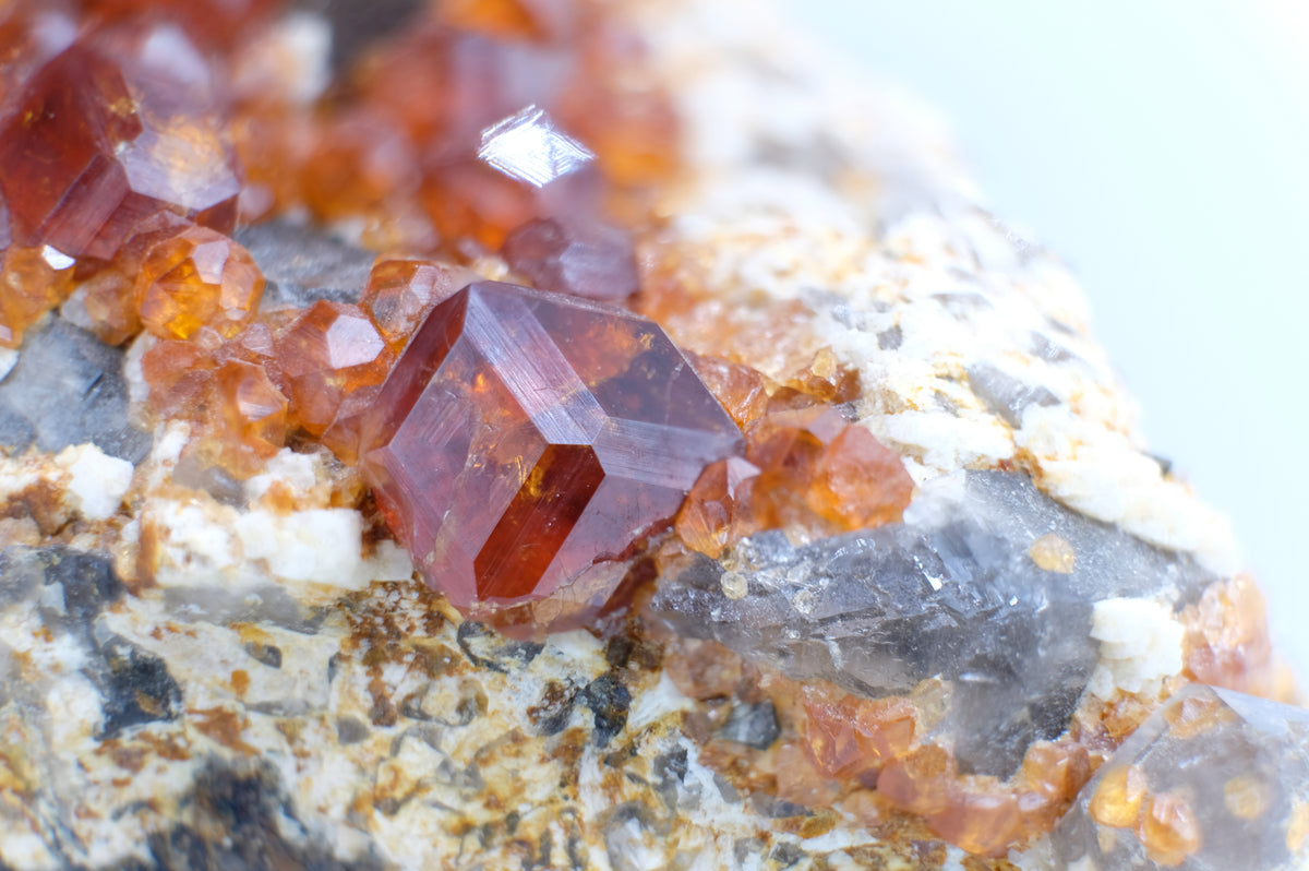 Spessartine Garnet, Smoky Quartz
