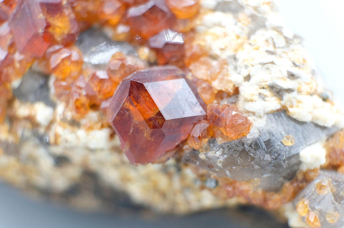 Spessartine Garnet, Smoky Quartz