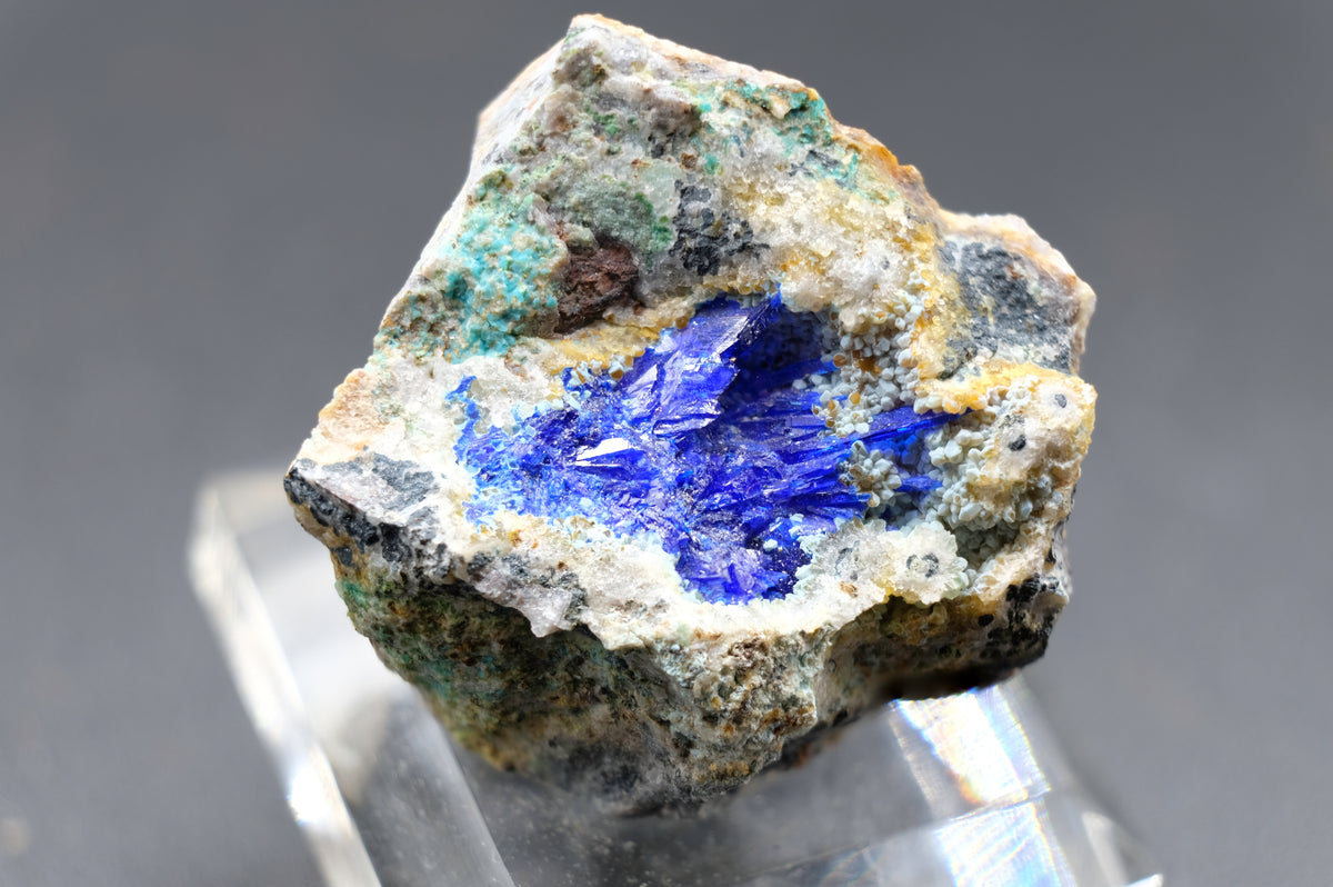 Linarite, Gearksutite, Quartz (Rare)